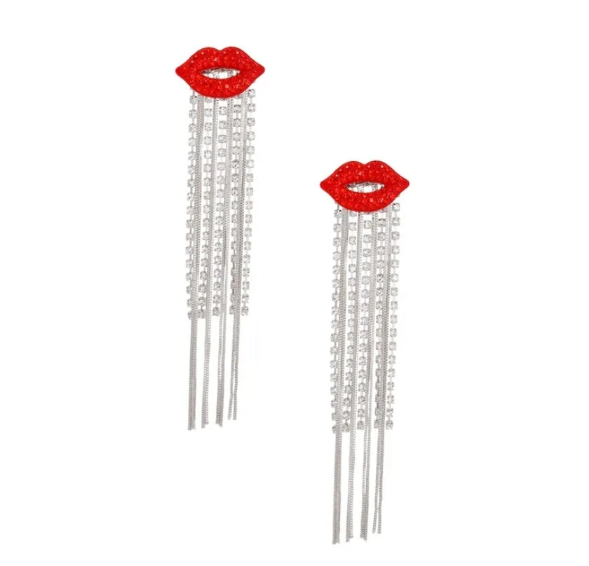 Red Dripping Lips Silver