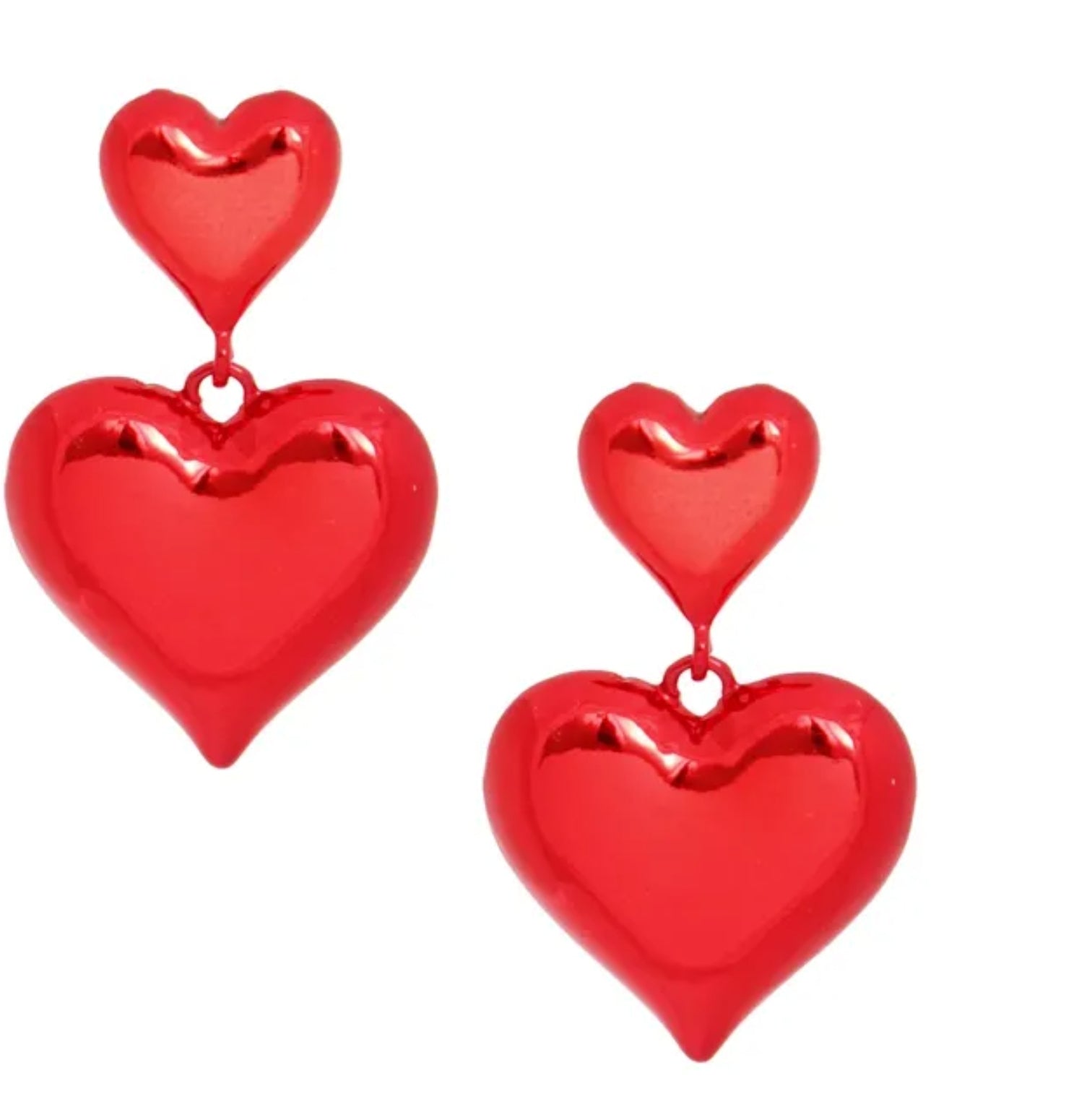Red  Heart Dangle Earrings