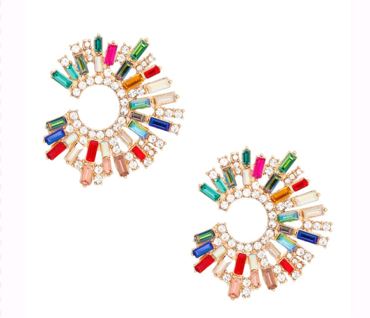 Colorful Burst of Jewels Stud Earrings