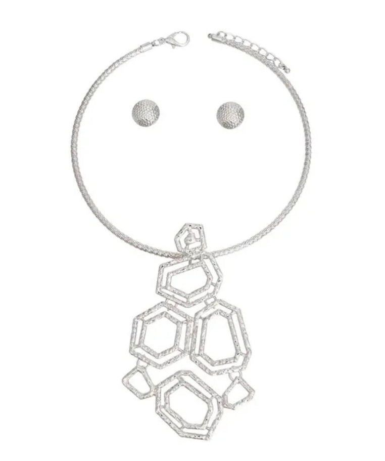 Geo Statement Choker Silver