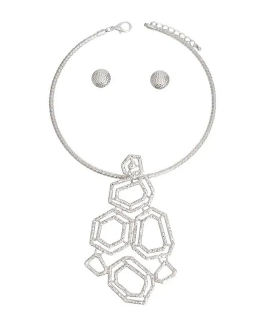 Geo Statement Choker Silver