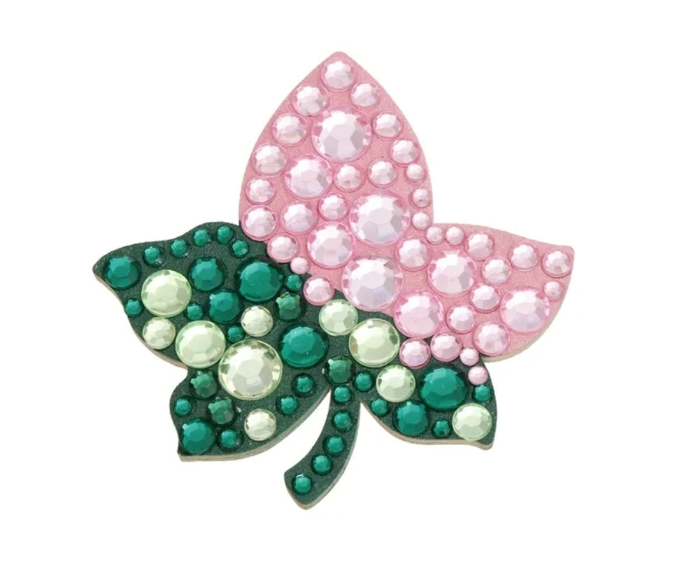 Brooch 3 Leaf Pink & Green