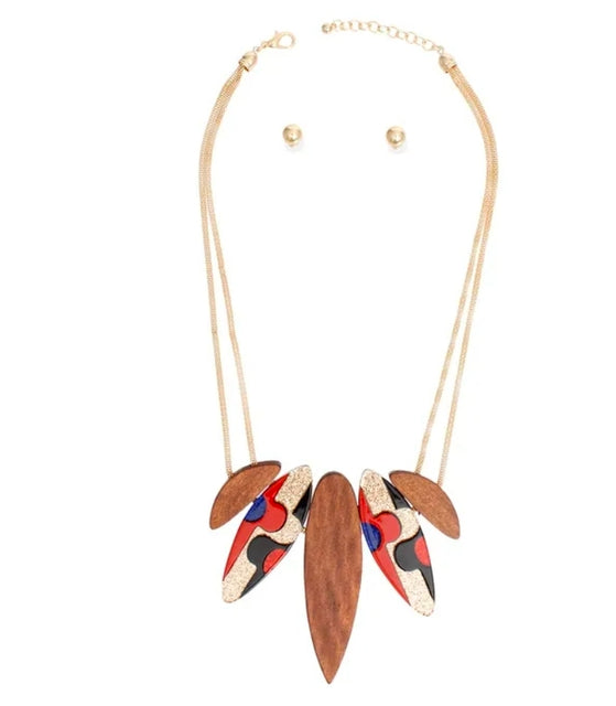 Wooden Pattern Necklace