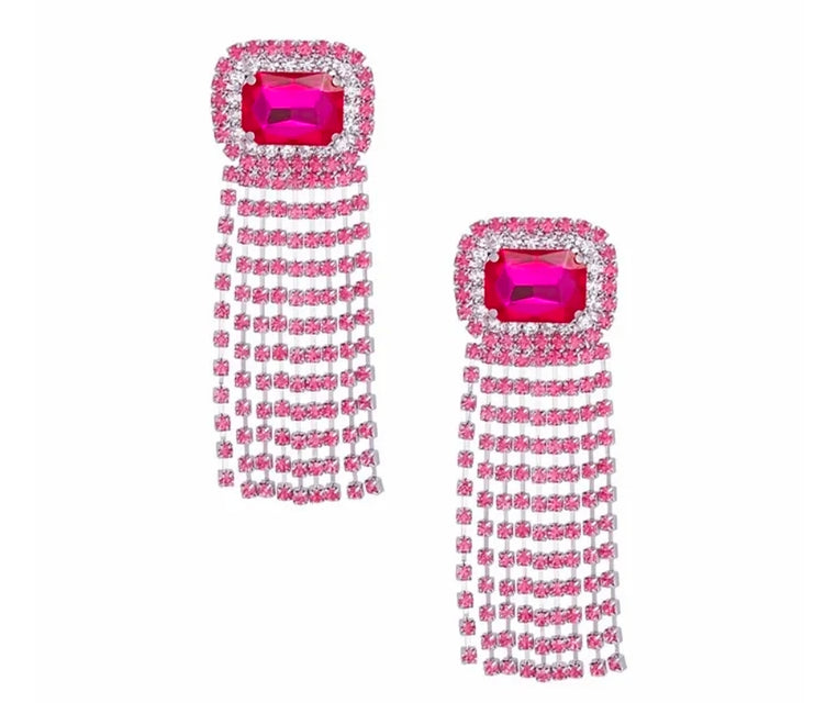 Pink Jewel Fringe Earrings