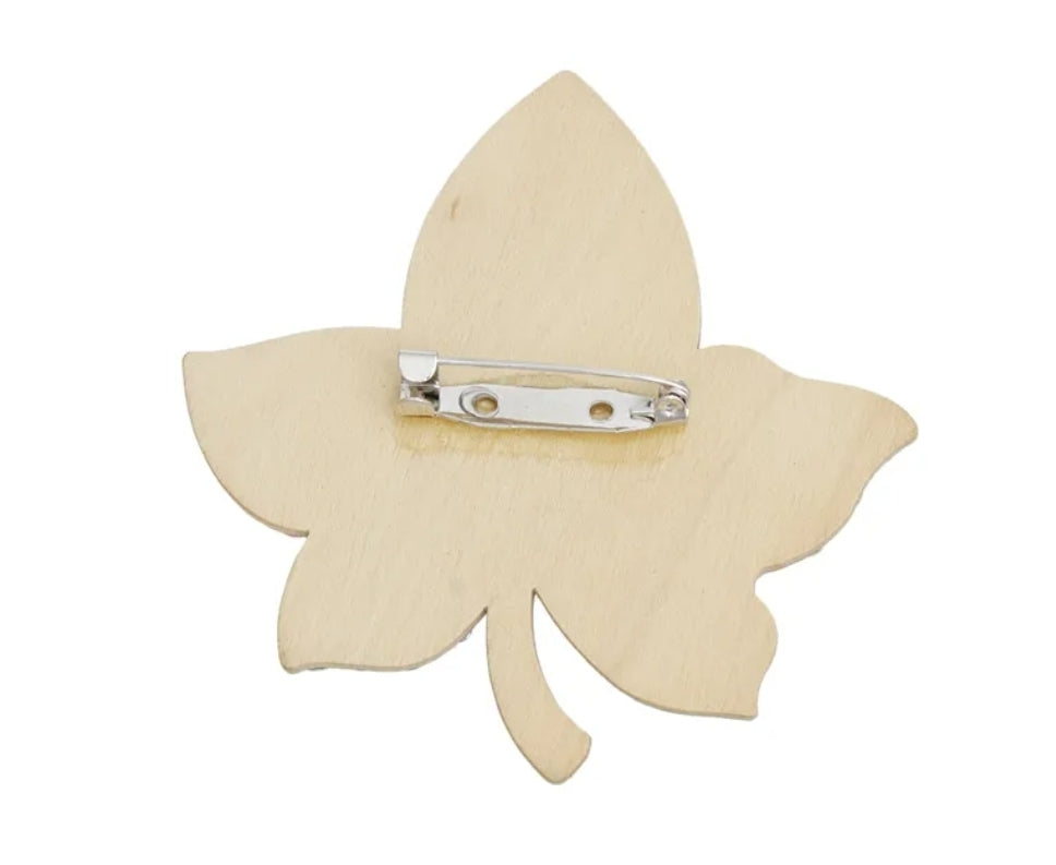 Brooch 3 Leaf Pink & Green