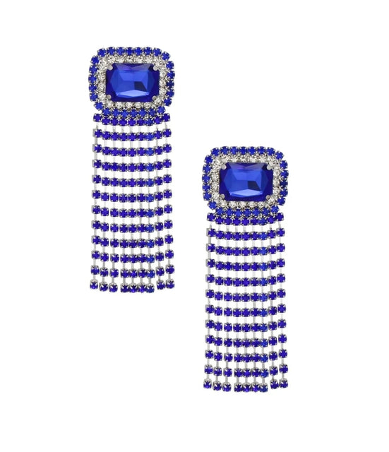 Blue Jewel Fringe Earrings