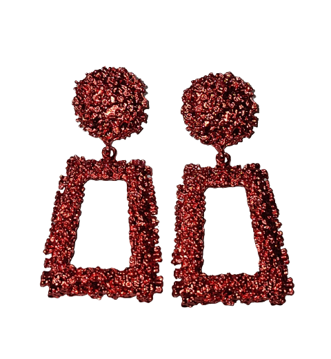 Red textured Earrings