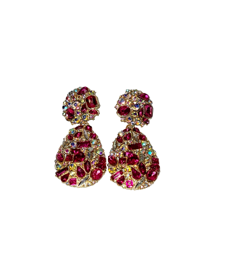 Pink Jeweled Drop Earring