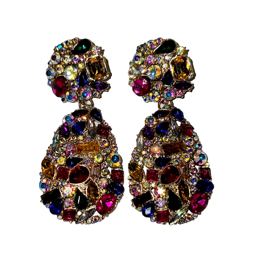 Multi Colored Jeweled Drop Earrings