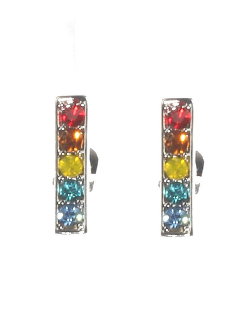 Silver  Colorful Bar Earrings