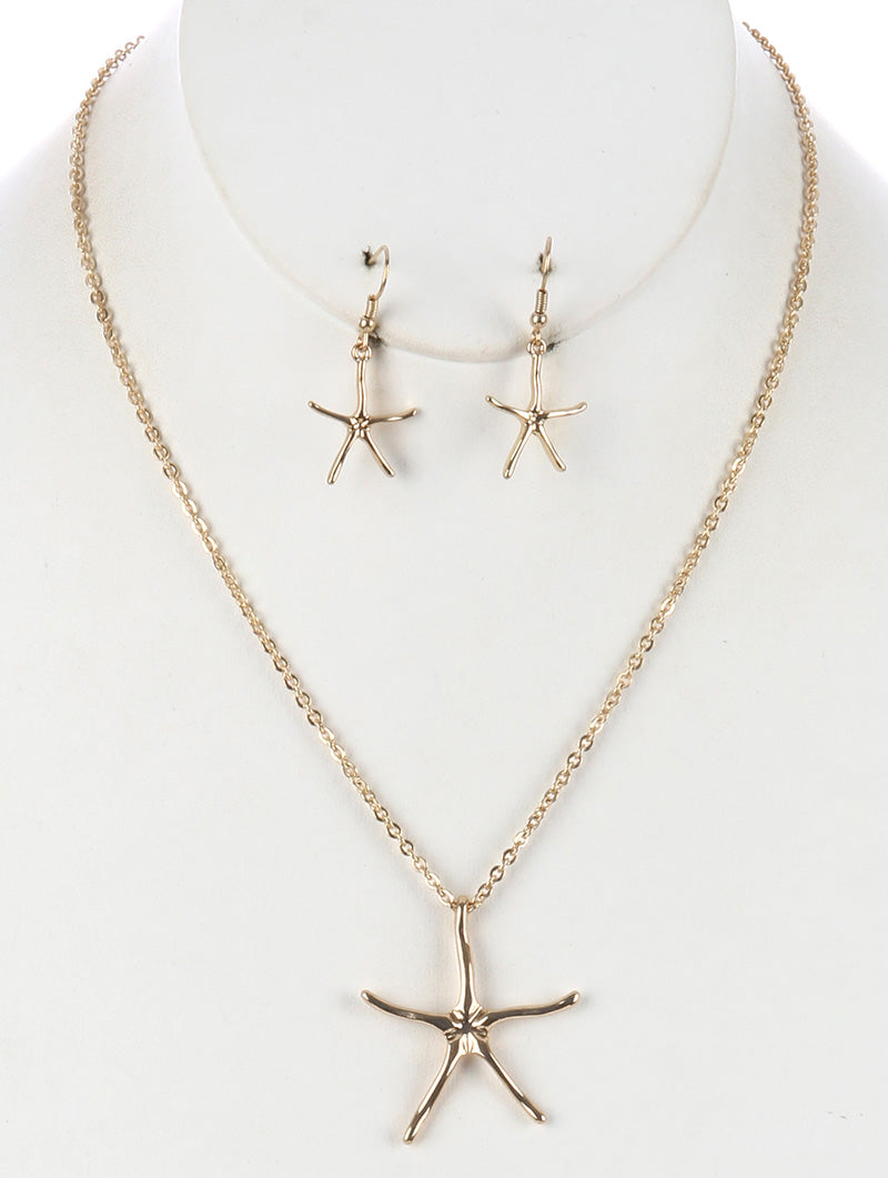 Gold Starfish Necklace Set