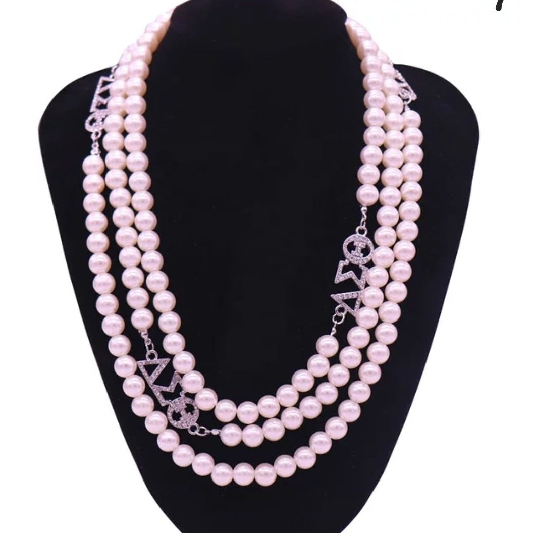 Greek Charm White Pearl Necklace