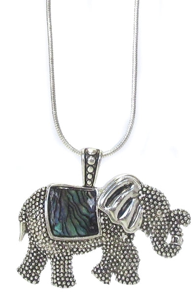 Texture Elephant Charm Necklace