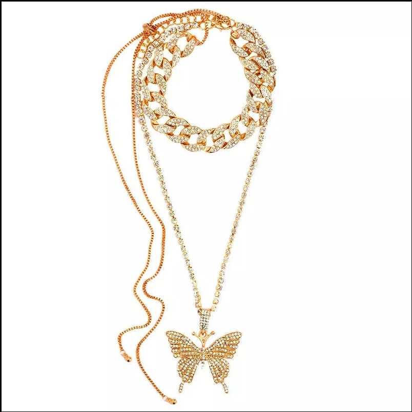 Gold Butterfly 2 Necklaces