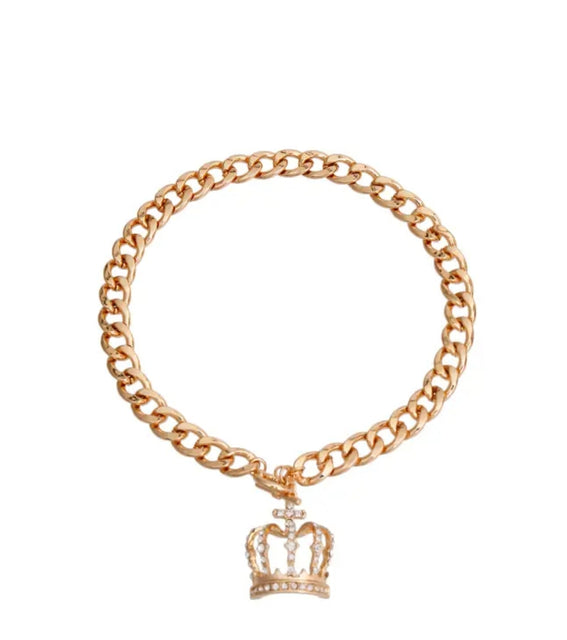 Gold Chain Crown Pendant Necklace