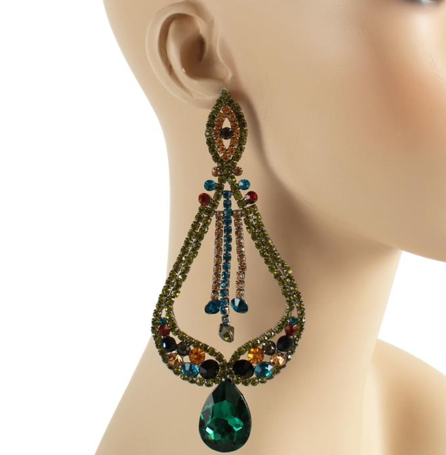 Multi Color Jewel Chandelier Earrings