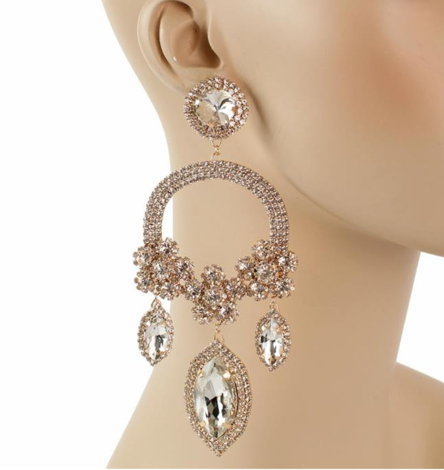 Gold Teardrop Chandelier Earrings