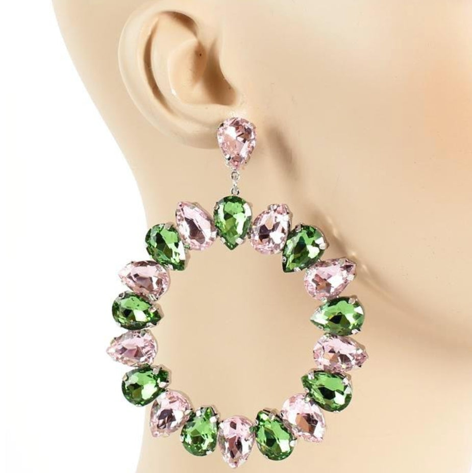 Pink and Green Circle Earring