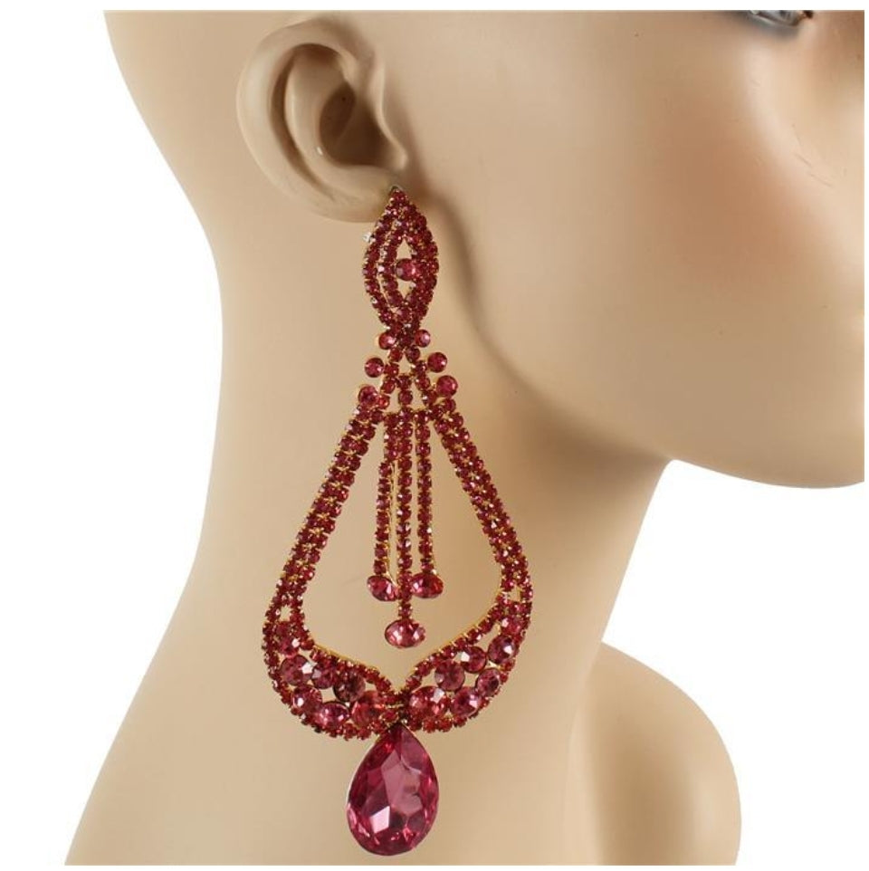 Pink  Jewel Chandelier Earrings