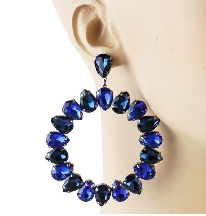 Blue Circle Glitz Earrings