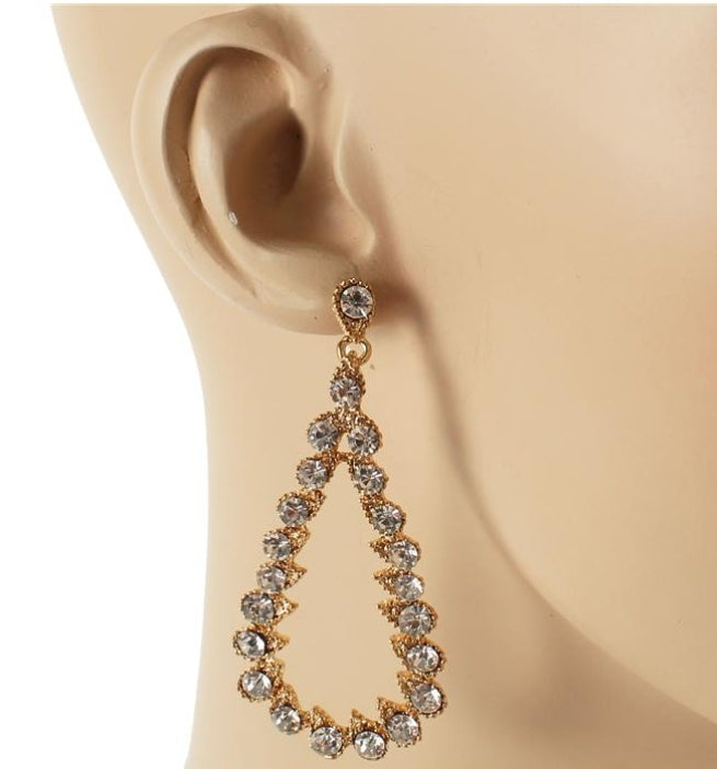 Clear Jewel Tear Drop Earrings
