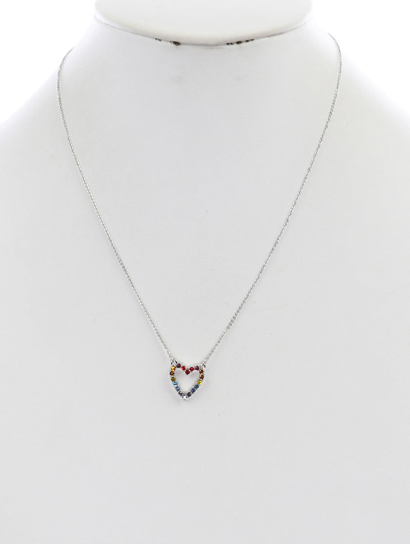 Silver Colorful Heart Necklace