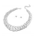 Silver Circle Link Necklace set