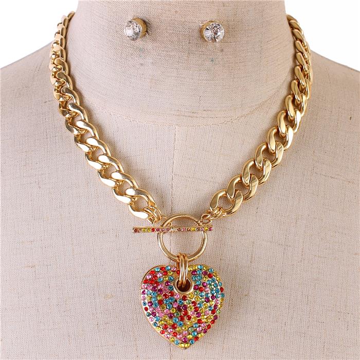 Colorful Heart Charm Necklace